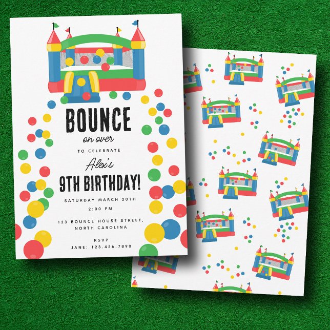Bounce House Jumping Castle Kids Birthday Party Invitation (Bounce House Jumping Castle Kids Birthday Party Invitation)