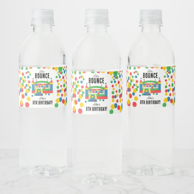 Bounce House Jumping Castle Kids Birthday Party Water Bottle Label (Bottles)