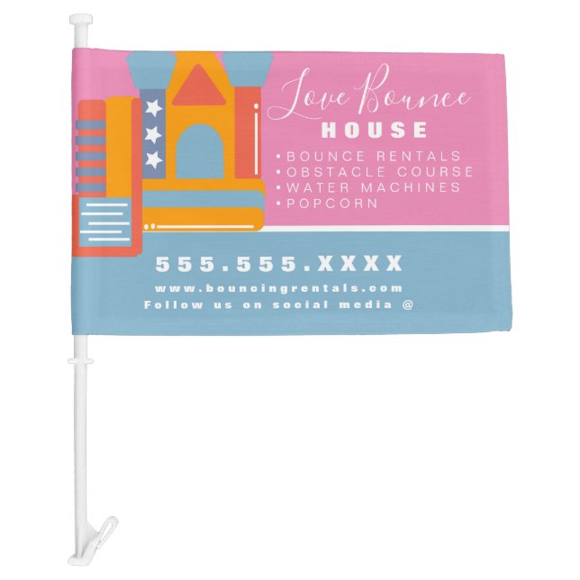 Bounce House Logo Party Carnival Rentals Business Car Flag (Front)