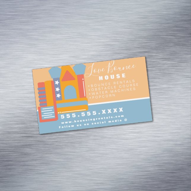 Bounce House Logo Party Carnival Rentals  Business Card Magnet (In Situ)