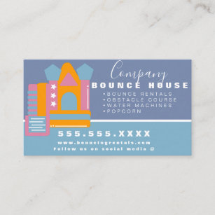Bounce House Logo Party Carnival Rentals Pink Blue Business Card