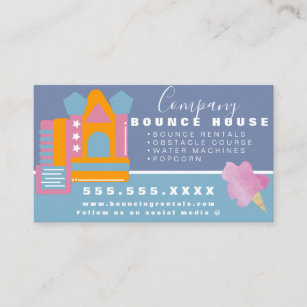 Bounce House Logo Party  Rentals Cotton Candy Business Card