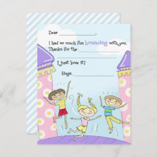 Bounce House Party Fill-in-the-Blank Kids Thank You Card