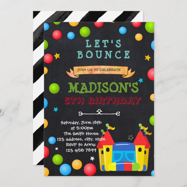 Bounce house party invitation (Front/Back)