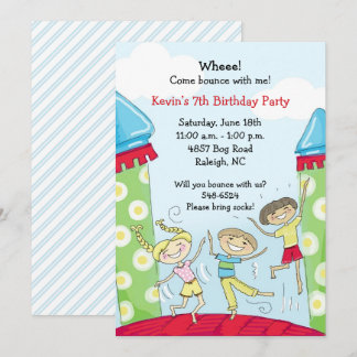 Bounce House Party Invitations: Green Boys Bouncy Invitation