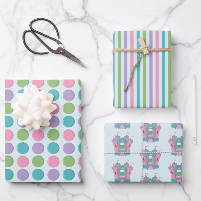 Bounce House Party Wrapping Paper Sheets (Front)