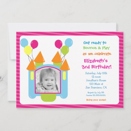 Bounce House Photo Birthday Invitations