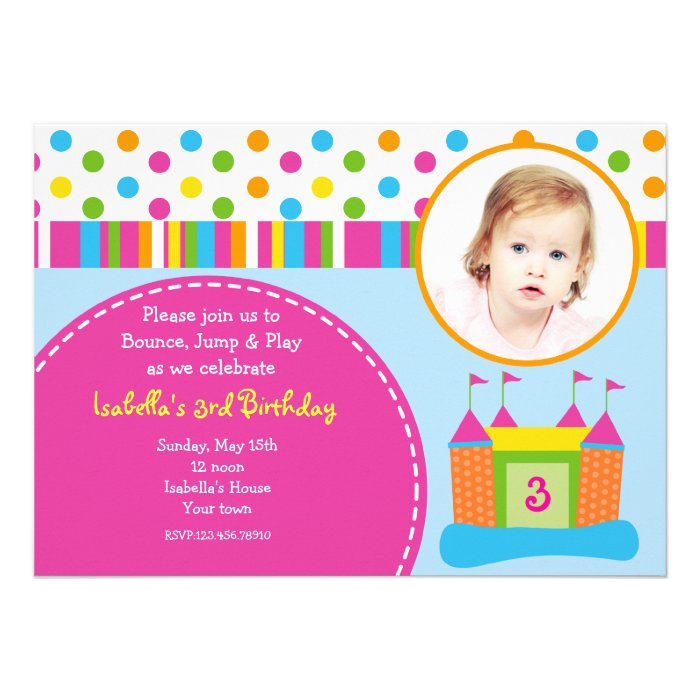 Bounce House Photo Birthday Party Invitations