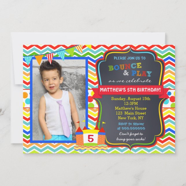 Bounce House Photo Birthday Party Invitations (Front)