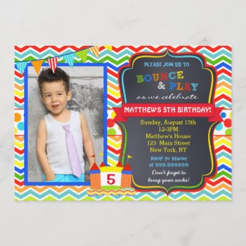 Bounce House Photo Birthday Party Invitations by SugarPlumPaperie at Zazzle