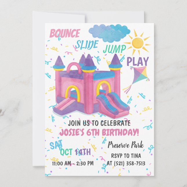 Bounce House Pink Invitation (Front)