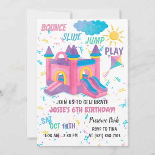 Bounce House Pink Invitation