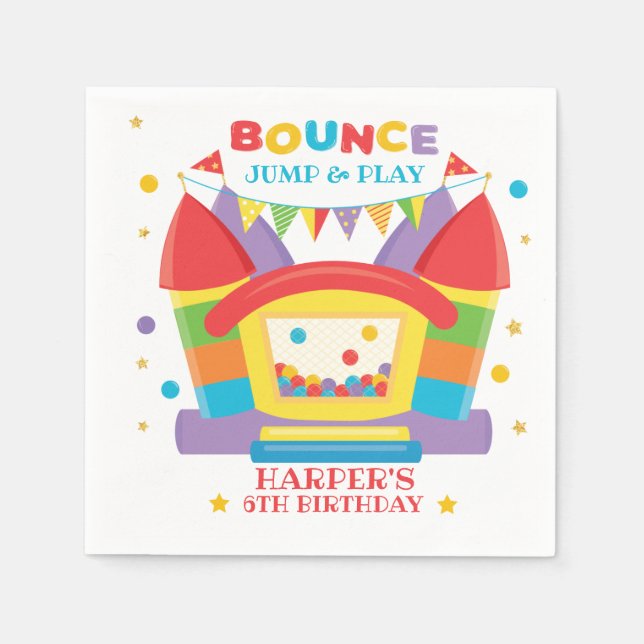 Bounce House Rainbow Birthday  Napkins (Front)
