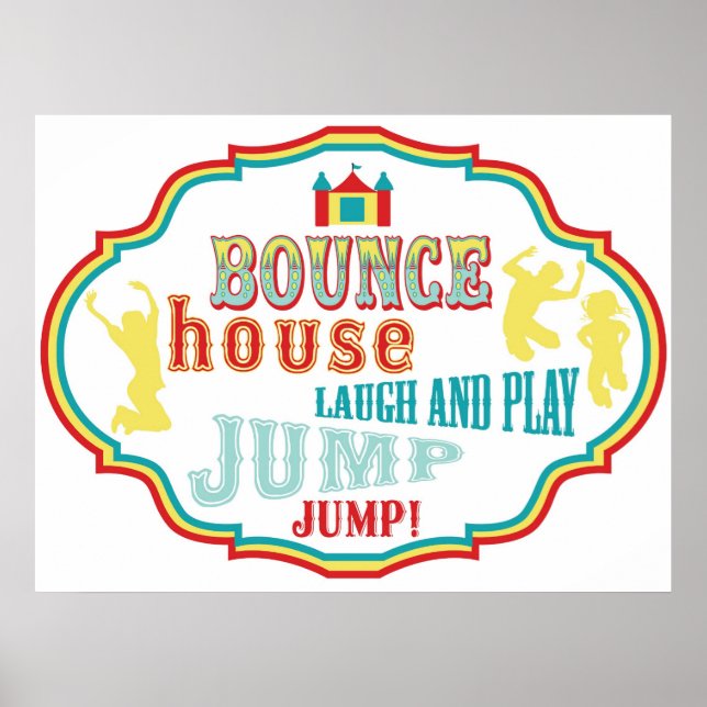 Bounce House Sign Carnival Circus Birthday (Front)