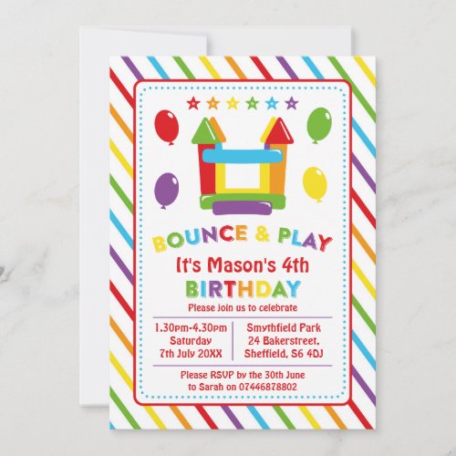 Bounce house themed birthday party invitation