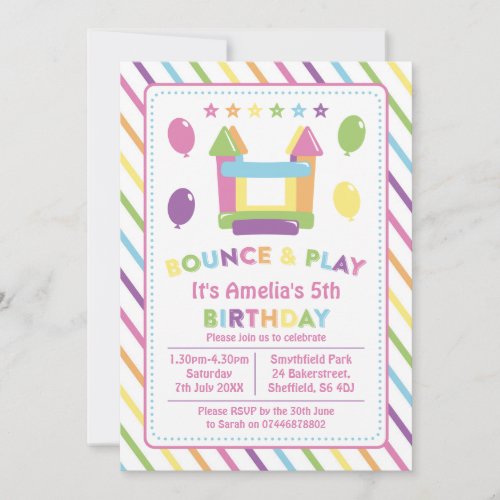 Bounce house themed birthday party invitation