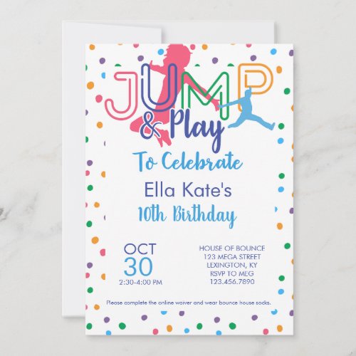 Bounce House Trampoline Jump Birthday Party Invita Invitation