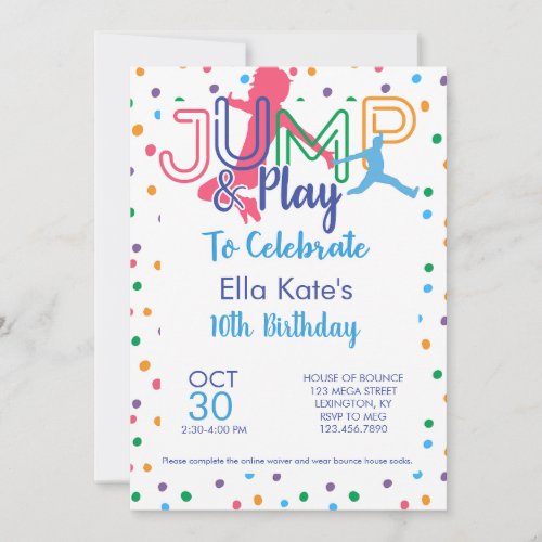 Bounce House Trampoline Jump Birthday Party Invitation