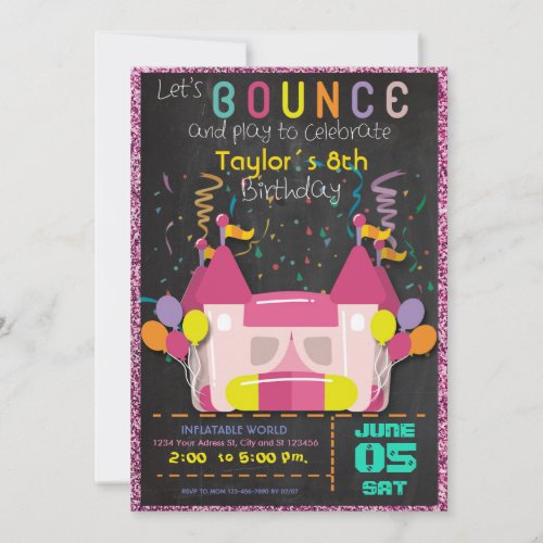 Bounce Inflatable castle Birthday Party Invitation