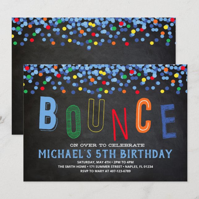 Bounce Invitation, Bounce House Party Invitation (Front/Back)
