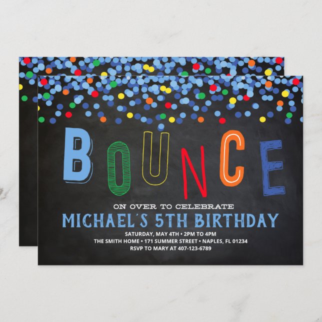 Bounce Invitation, Bounce House Party Invitation (Front/Back)