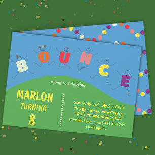 Bounce Jump House Trampoline Party Birthday Invitation