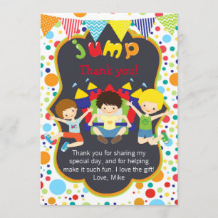 Bounce Jump Party Thank You Card Note