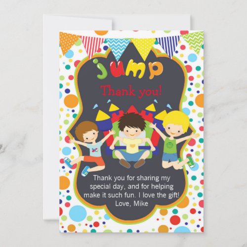 Bounce Jump Party Thank You Card Note