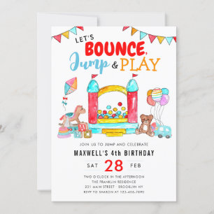 Bounce Jump Play Kids Trampoline Park Birthday Invitation