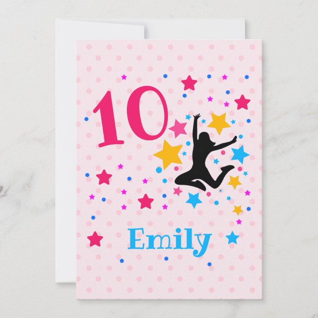 Bounce Jump Trampoline Birthday Girl Party   Invitation (Front)