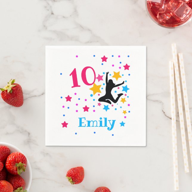 Bounce Jump Trampoline Birthday Girl Party   Napkins (Insitu)