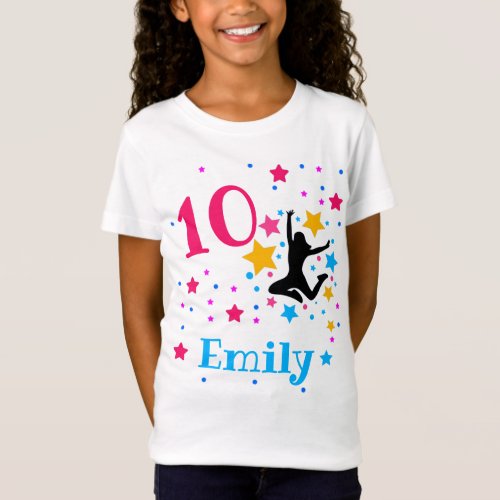 Bounce Jump Trampoline Birthday Girl Party  T_Shirt