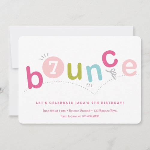 Bounce kids age birthday party invitation