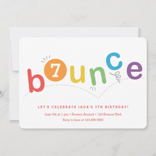 Bounce kids age birthday party invitation