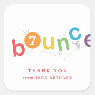 bounce Kids birthday party thank you Square Sticker