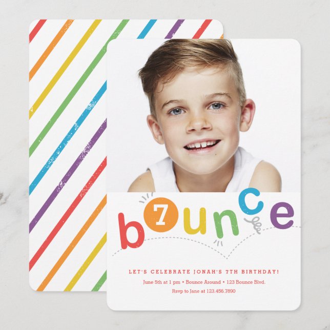 Bounce modern kids birthday party invitation (Front/Back)