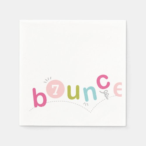 Bounce Modern Kids Pink Birthday Party Paper Napkins