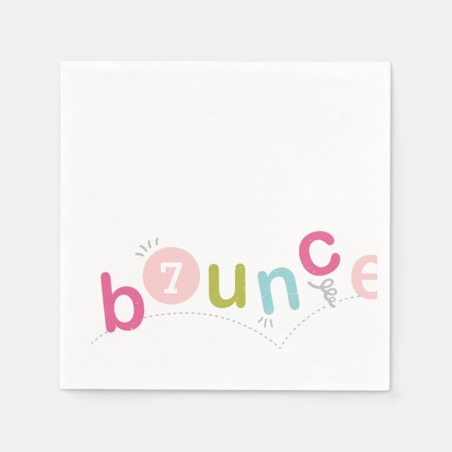 Bounce Modern Kids Pink Birthday Party Paper Napkins (Front)