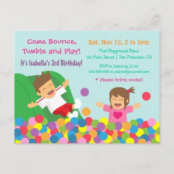 Bounce Play Gym Kids Birthday Party Invitations by RustyDoodle at Zazzle