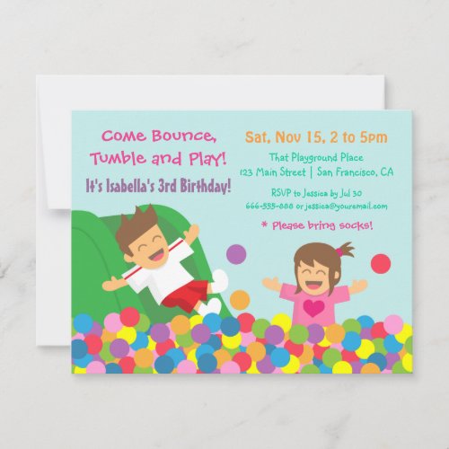 Bounce Play Gym Kids Birthday Party Invitations