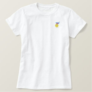 Bouncee™ smiling tennis ball embroidered ladies T Shirt
