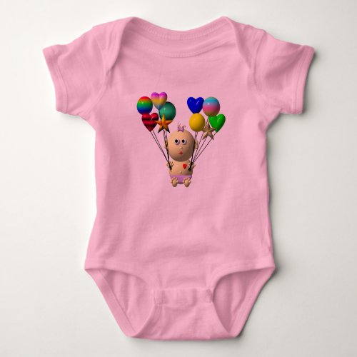 BOUNCING BABY GIRL WITH 10 BALLOONS BABY BODYSUIT