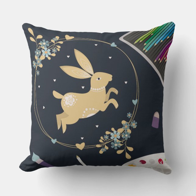 Bouncing Bunny Pikkow Throw Pillow (Front)