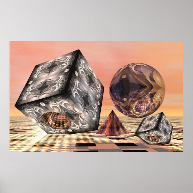 Bouncing geometric shapes poster (Front)