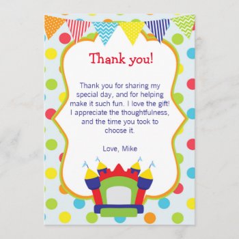 Bouncing Party Thank You Card Note by pinkthecatdesign at Zazzle