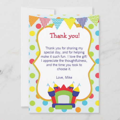 Bouncing Party Thank You Card Note