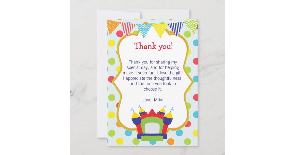 Bouncing Party Thank You Card Note | Zazzle