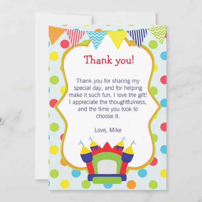 Bouncing Party Thank You Card Note | Zazzle