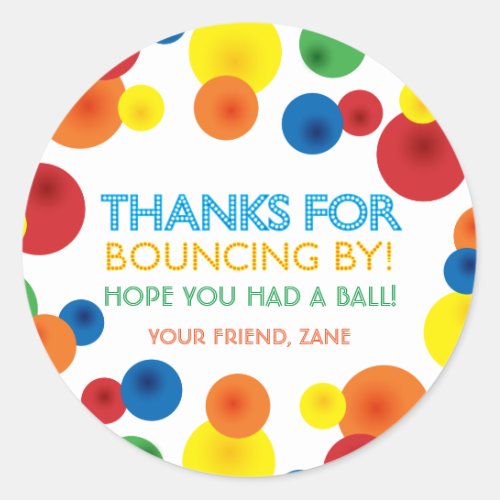 Bouncy Ball Birthday Round Favor Stickers