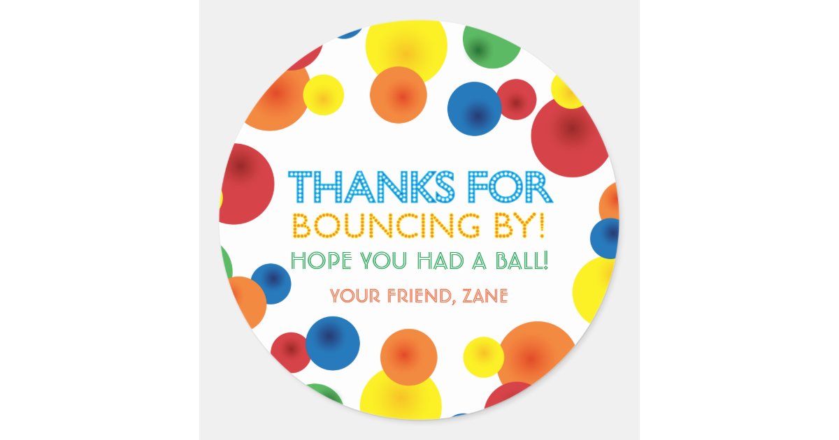 Bouncy Ball Birthday Round Favor Stickers | Zazzle